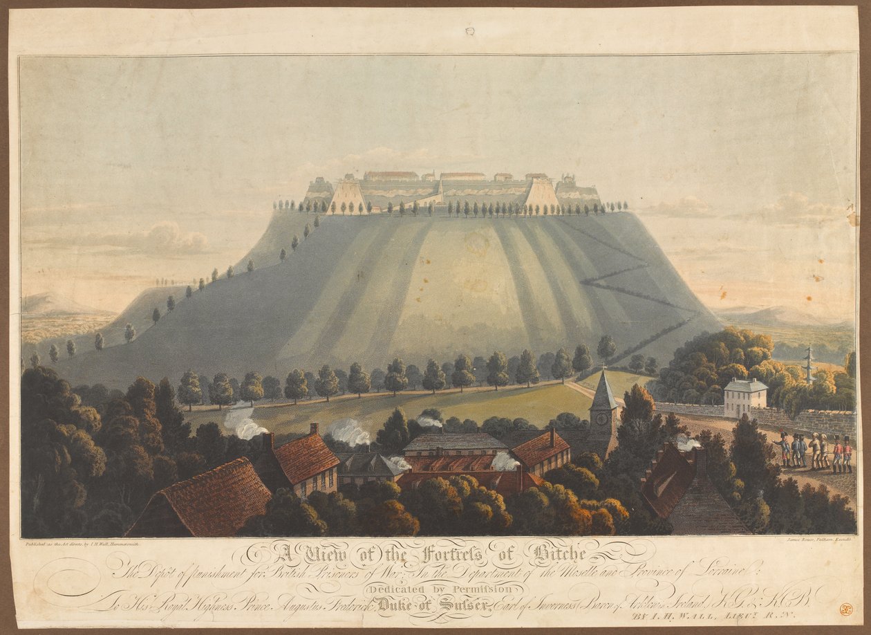 Vue de la forteresse de Bitche. Un dépôt de punition pour les prisonniers de guerre britanniques, 1799 - James Rouse