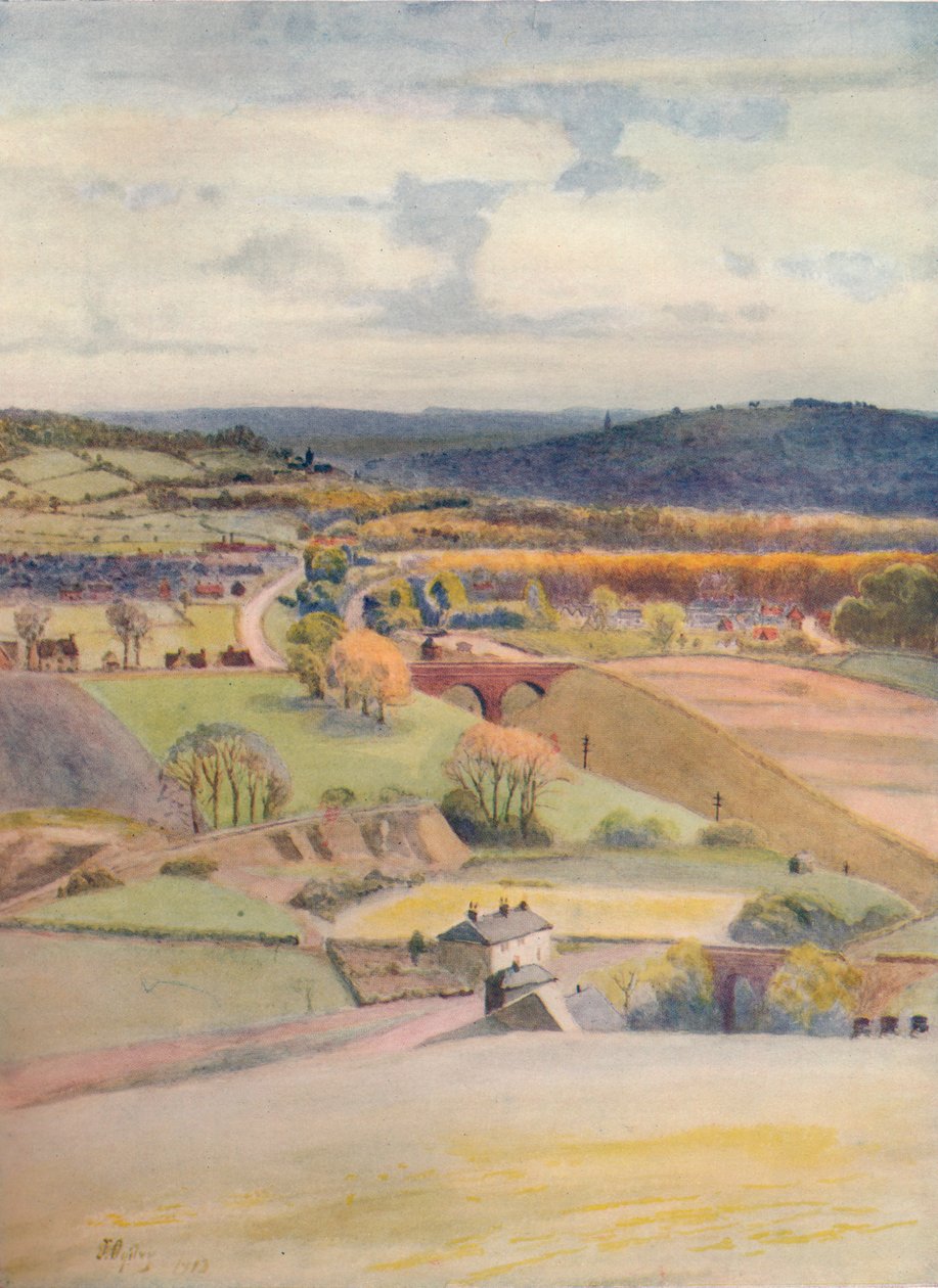 Vue sur Merstham et Redhill, depuis Alderstead, 1913 - James S Ogilvy