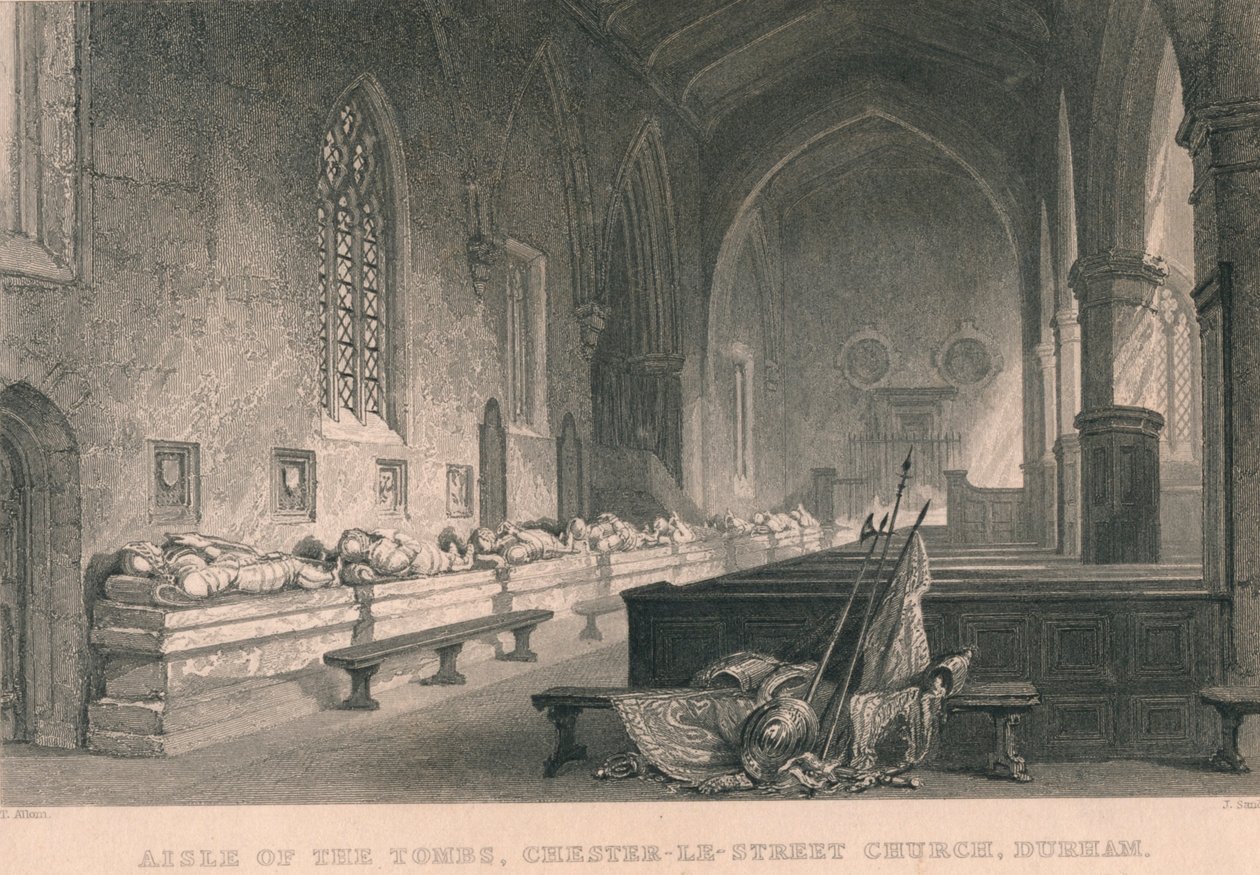 Allée des tombes, église de Chester-Le-Street, Durham, 1834 - James Sands