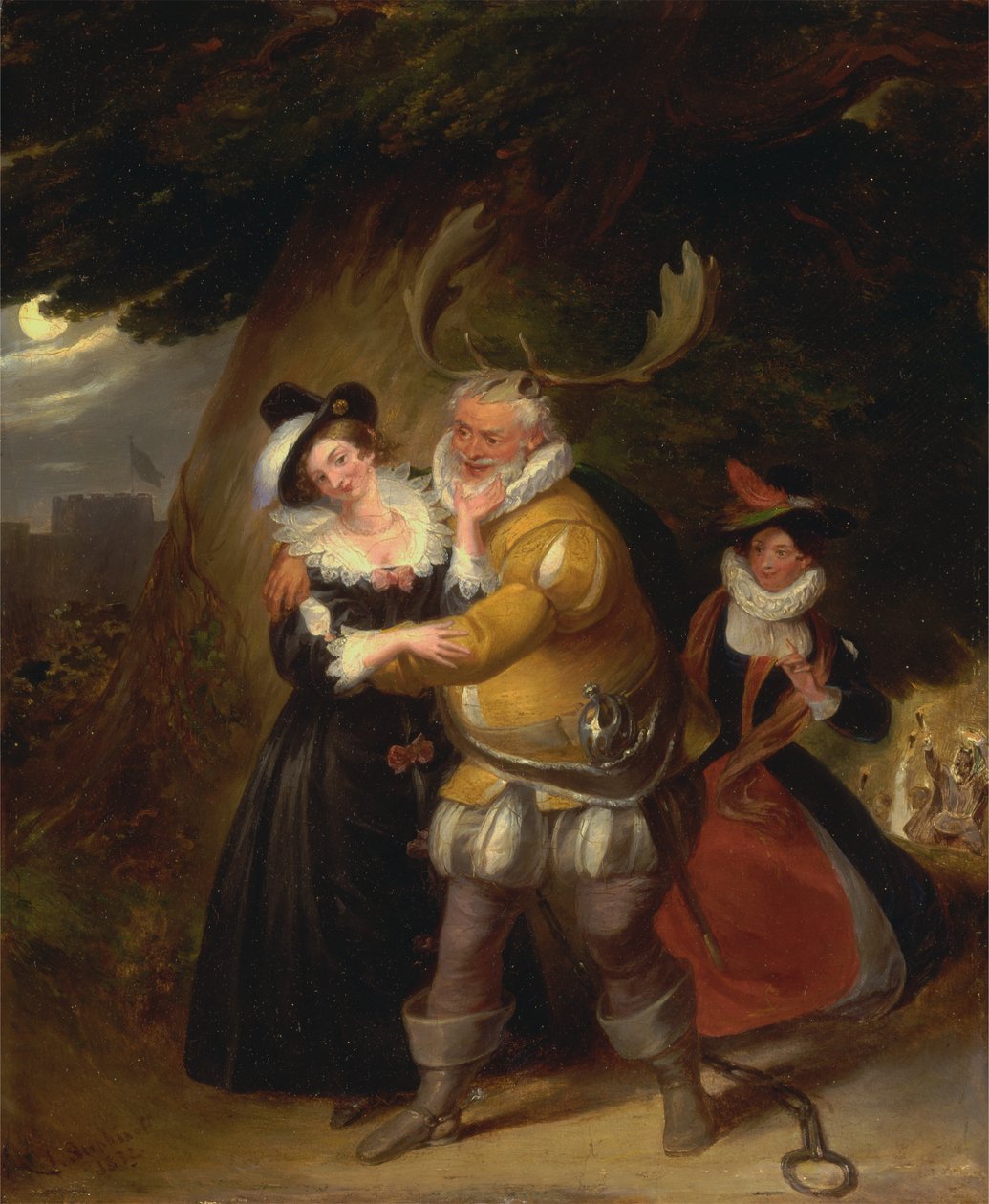 Falstaff au chêne de Herne, extrait de "Les Joyeuses Commères de Windsor", acte V, scène v - James Stephanoff