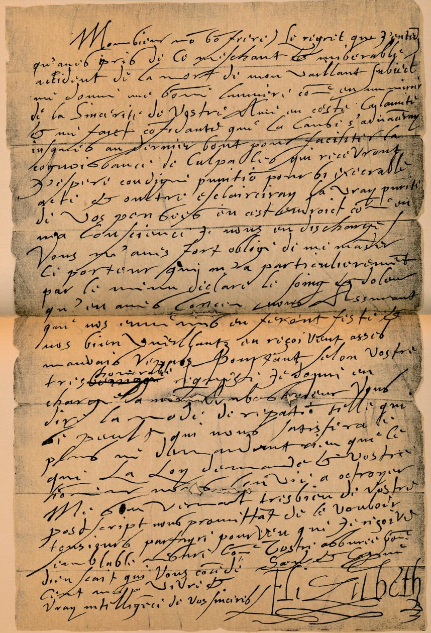 Lettre de la reine Elizabeth I 1533-1603 au roi Jacques VI 1566-1625, 1898 - James Stillie