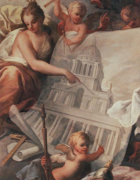 Plafond de la salle peinte, détail montrant un dessin de l