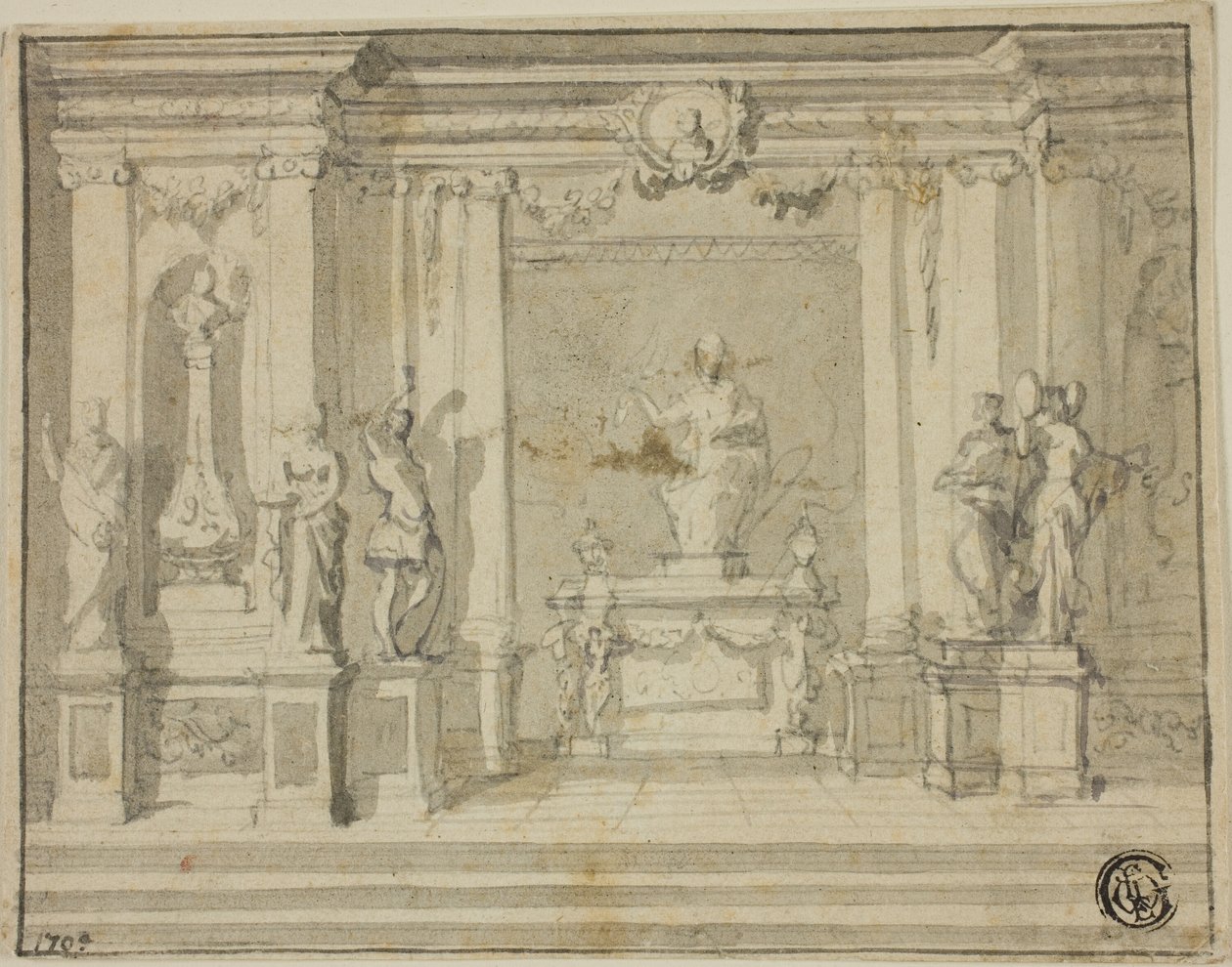 Portique intérieur avec statues - James Thornhill