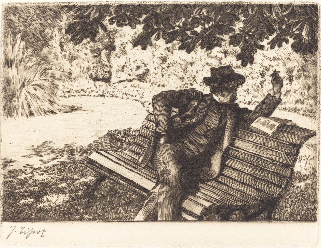 Denoisel Lisant dans le Jardin - James Tissot