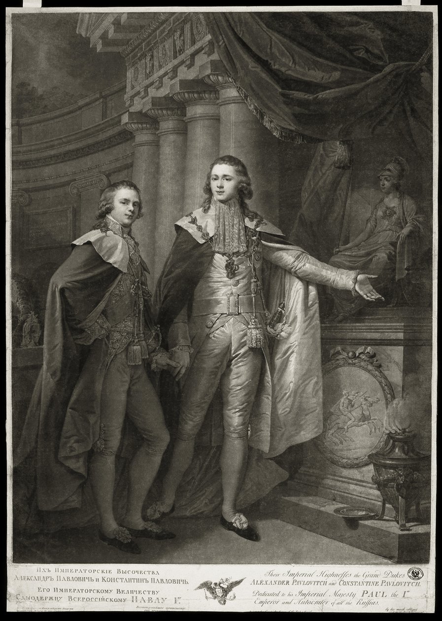 Portrait des Grands-Ducs Alexandre Pavlovitch et Constantin Pavlovitch de Russie, 1797 - James Walker