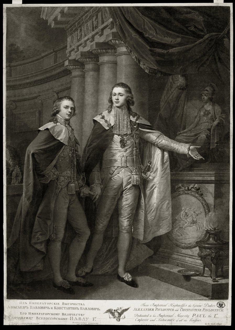 Portraits des Grands Ducs de Russie Alexandre I Pavlovitch et Constantin Pavlovitch - James Walker