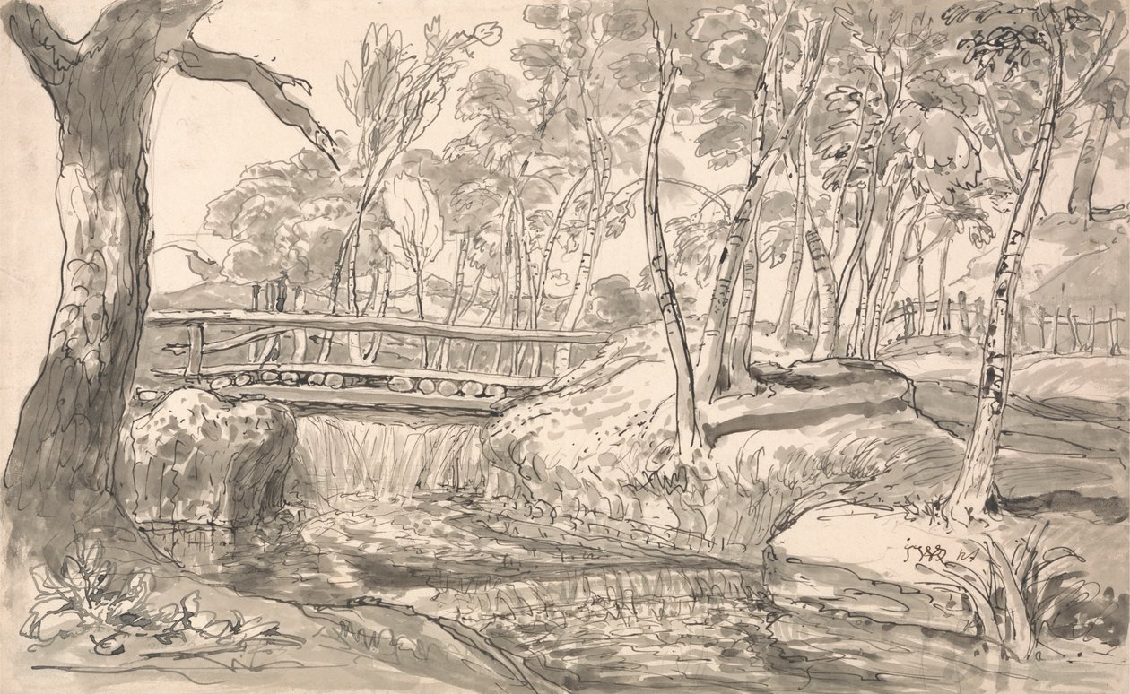 Paysage fluvial avec une cascade - James Ward
