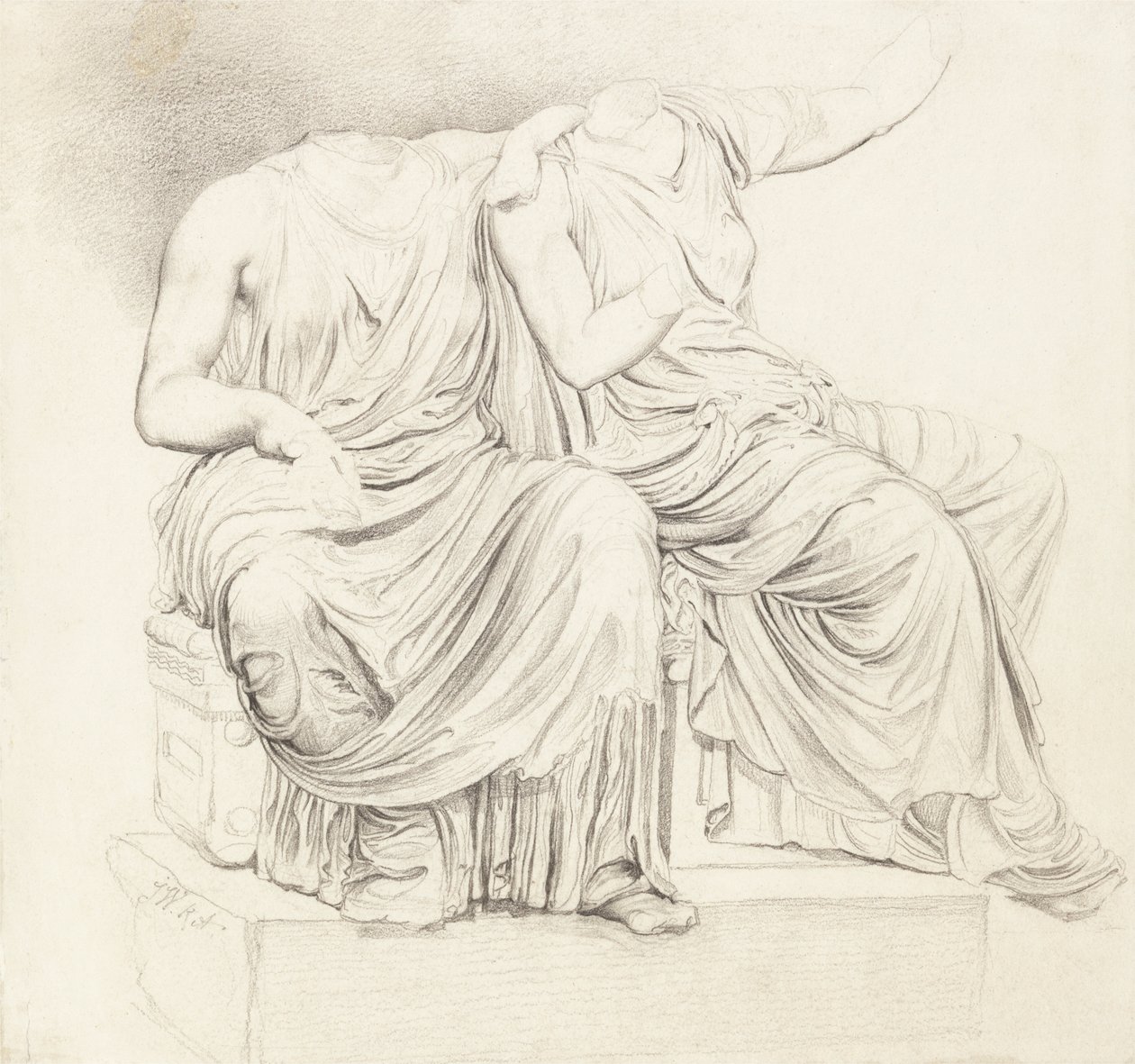 Étude de Deux Statues Classiques Sans Tête - James Ward
