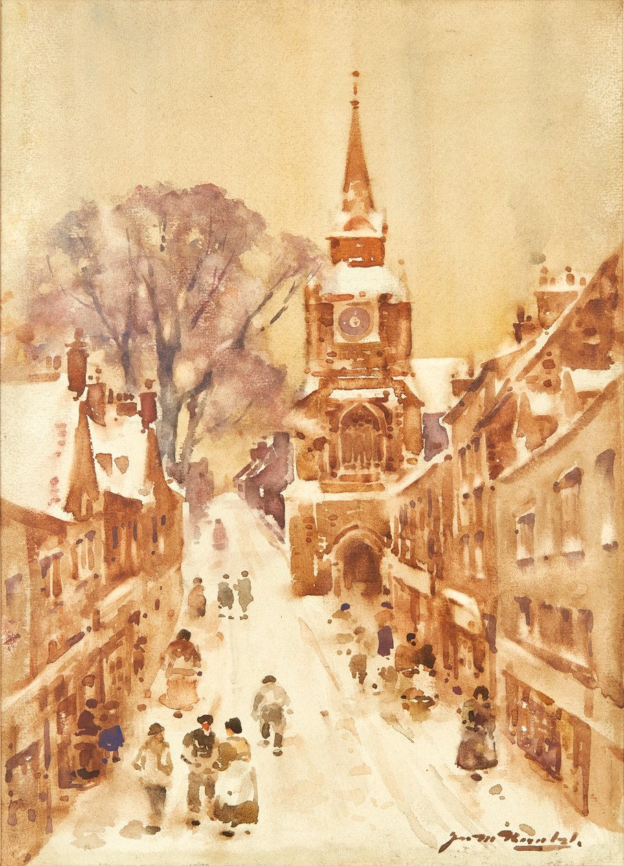 Scène de rue en hiver - James Watterston Herald