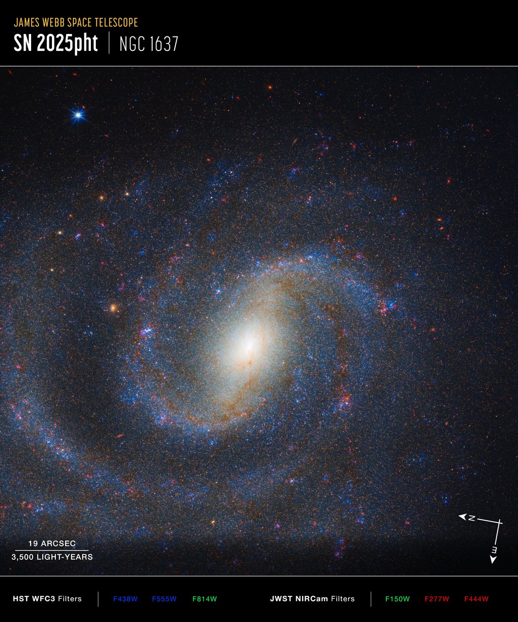 Image de NGC 1637 prise par Compass - James Webb Space Telescope (NASA)