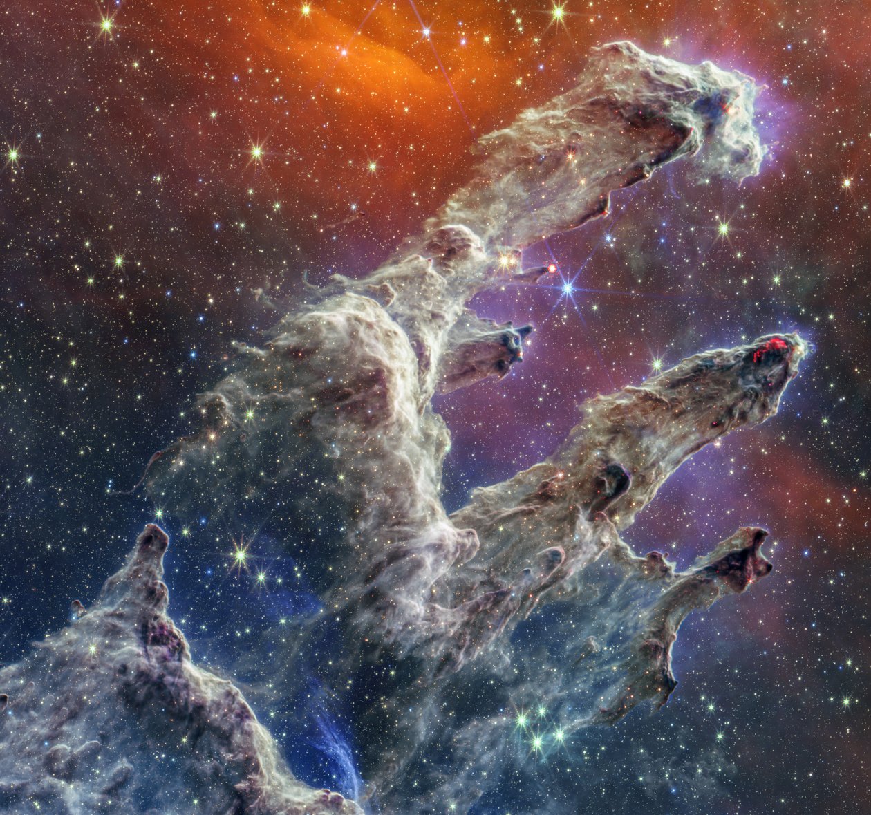 Les Piliers de la Création (Composite NIRCam et MIRI) - James Webb Space Telescope (NASA)