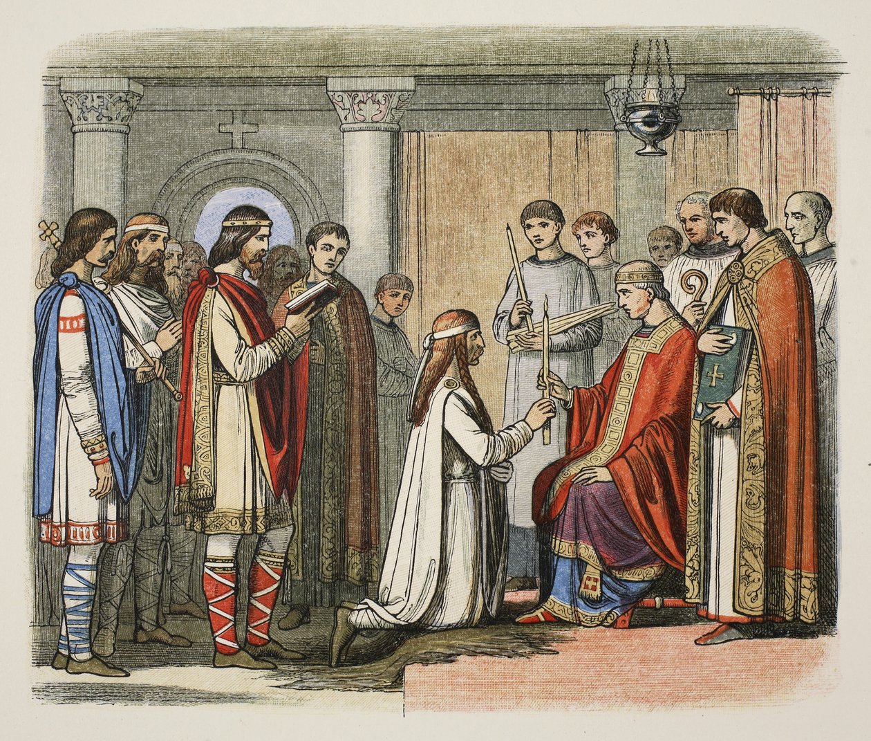 Baptême du roi Guthorm, 878 après J.-C., tiré de A Chronicle of England BC 55 to AD 1485, pub. Londres - James William Edmund Doyle