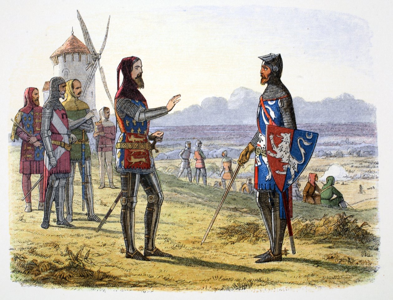 Le roi Édouard III refuse secours à son fils à la bataille de Crécy, France, 1346 - James William Edmund Doyle