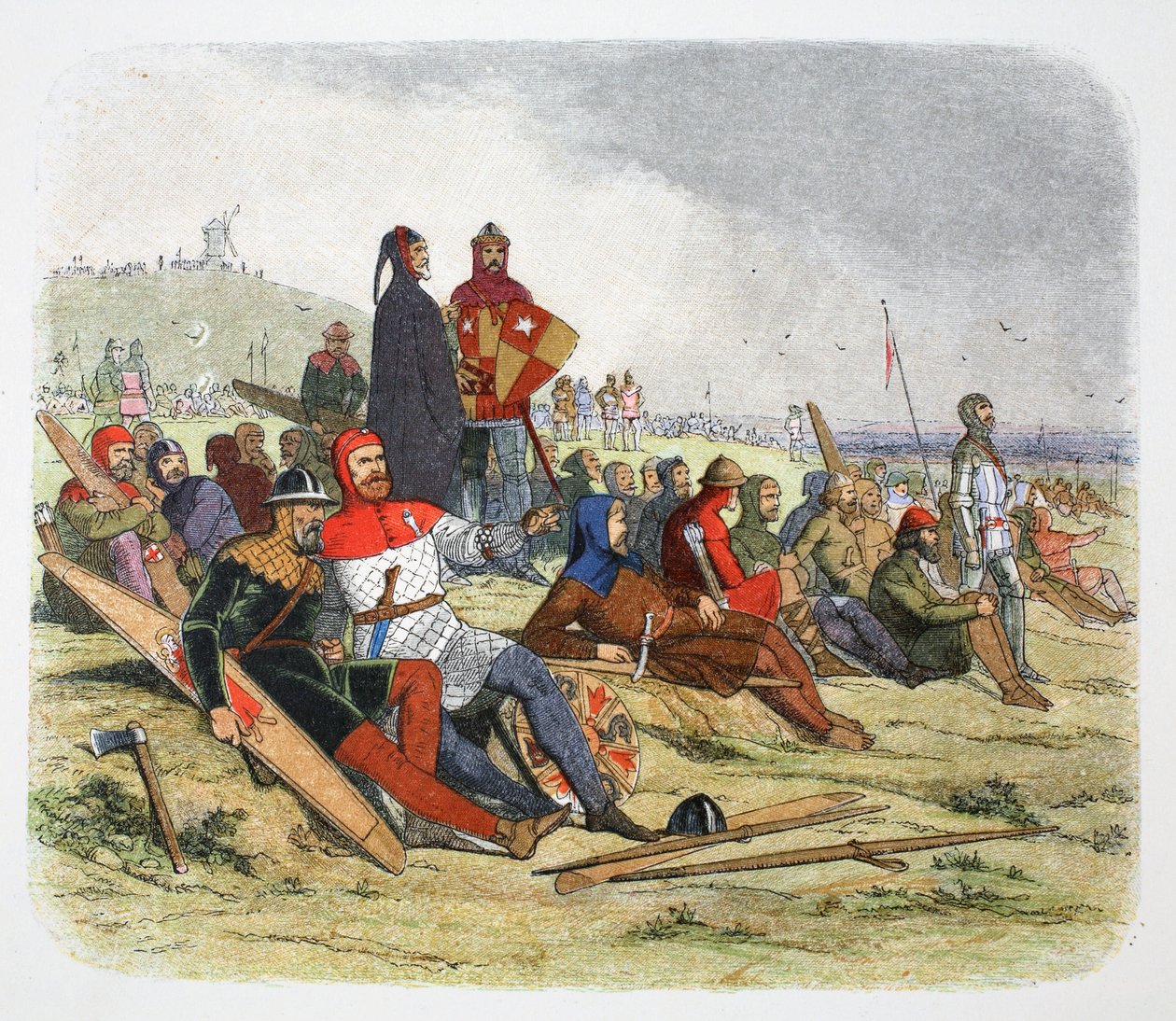 Les Anglais attendent les Français à la bataille de Crécy, France 1346, 1864 - James William Edmund Doyle