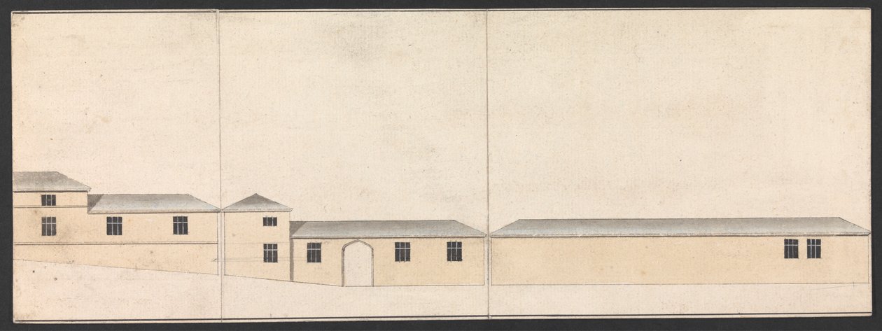 Cobham Hall, Kent : Élévation des écuries - James Wyatt
