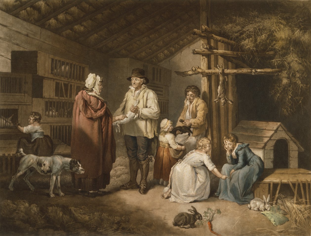 Vente de lapins, gravé par William Ward (1766-1826) 1796 - James after Ward