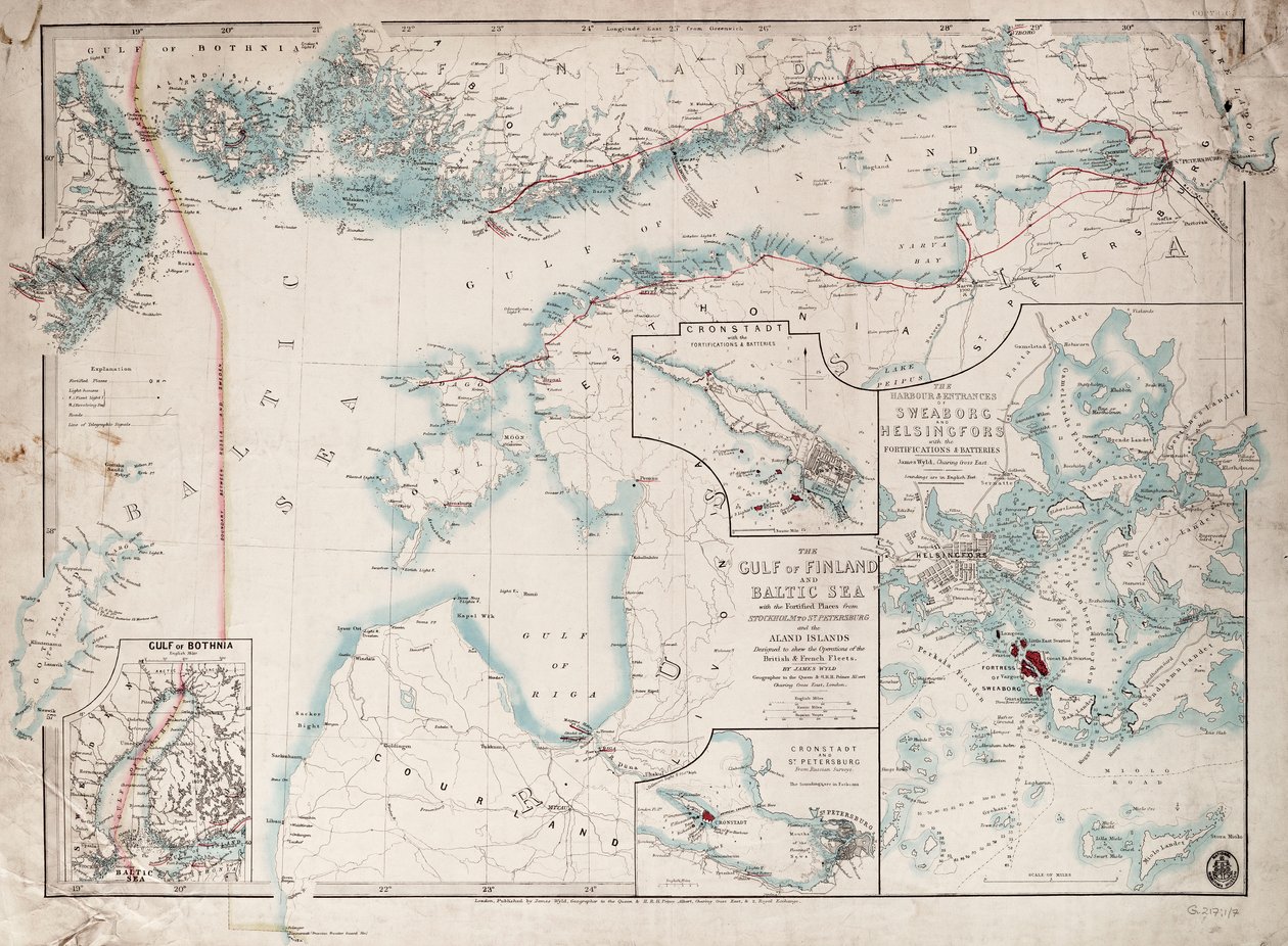 Carte du golfe de Finlande et de la mer Baltique - James the Younger Wyld