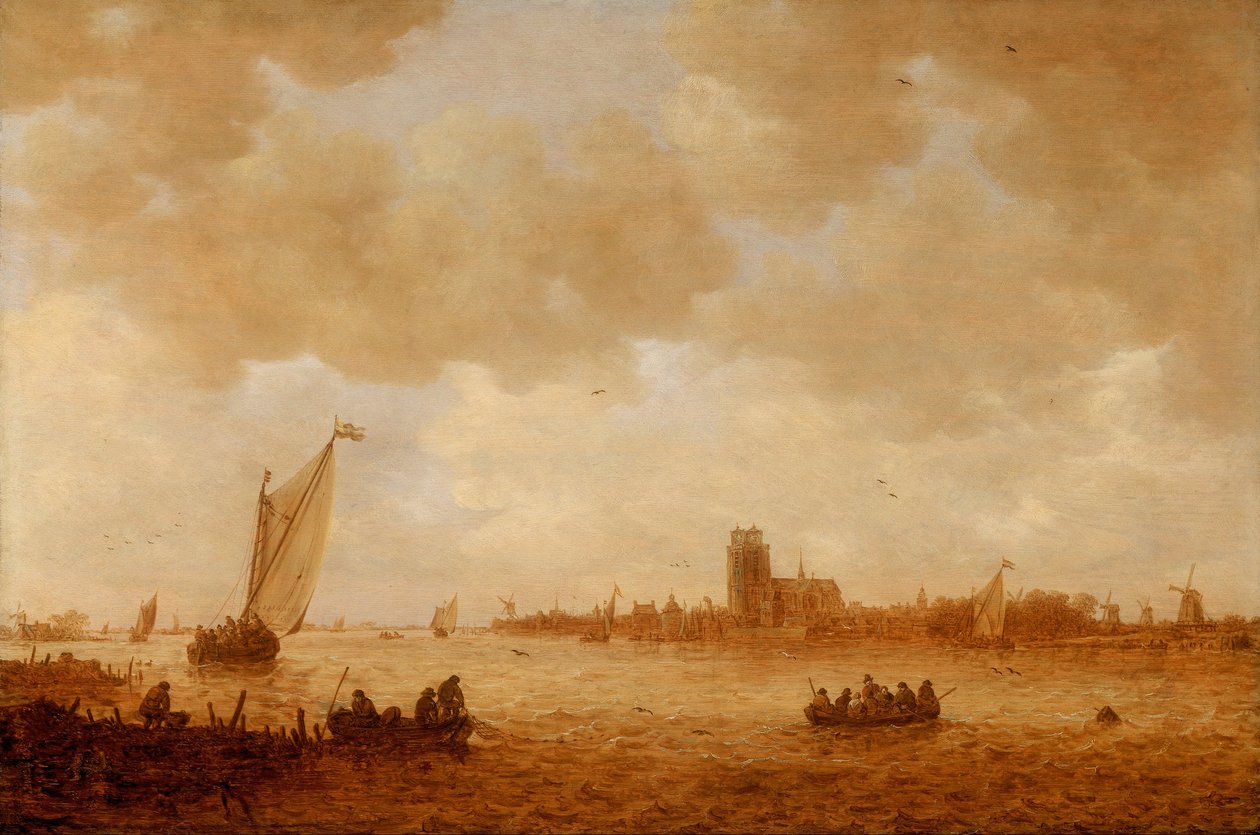 Vue de Dordrecht avec la Grote Kerk à Travers la Maas - Jan Josephsz van Goyen