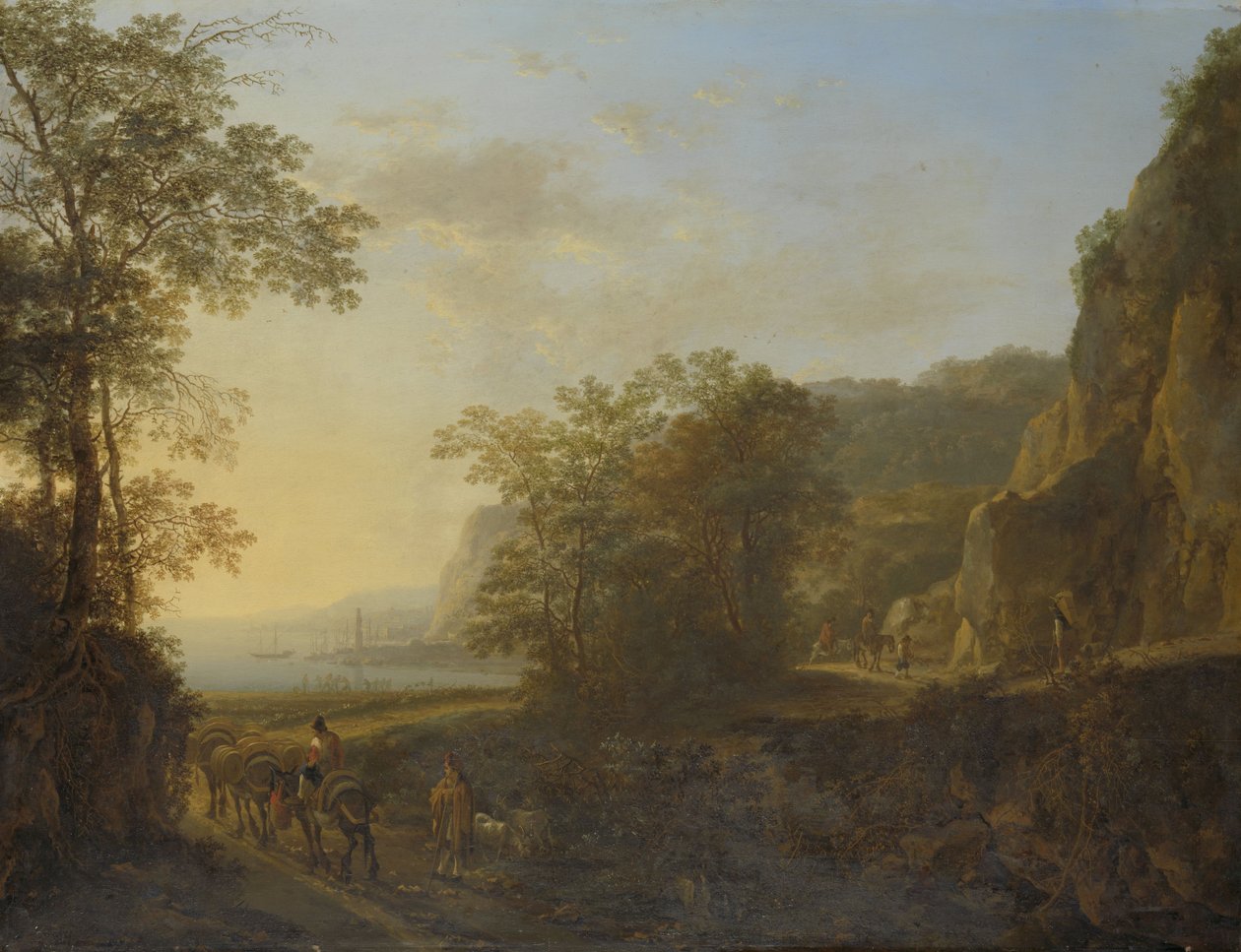 Paysage italien avec vue sur un port - Jan Dirksz Both