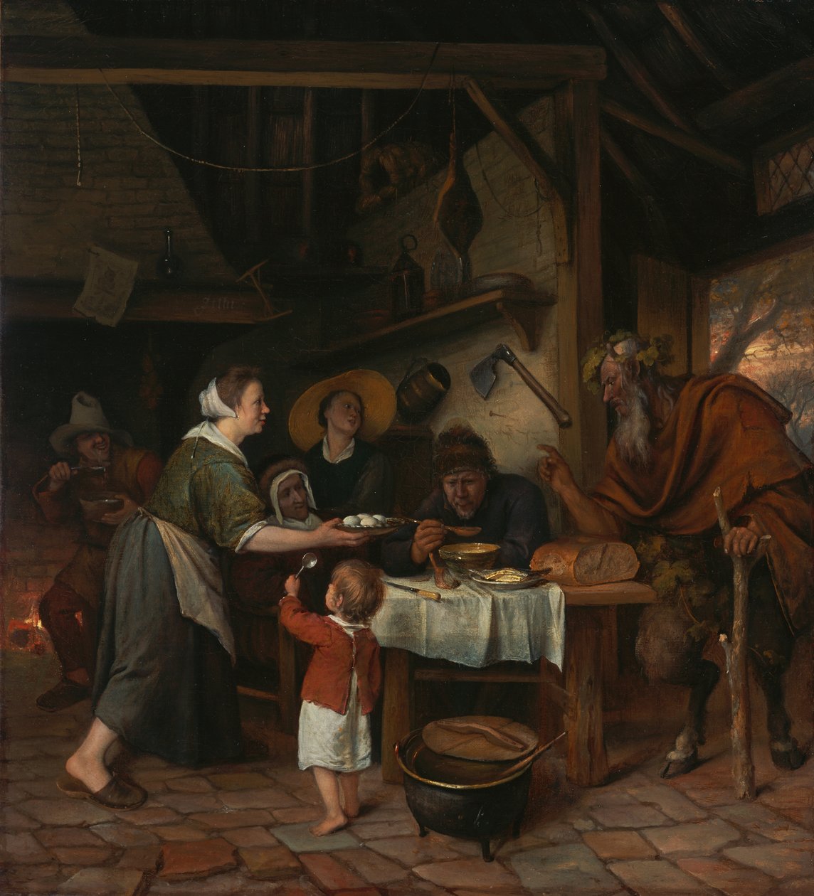 Le satyre et la famille paysanne - Jan Havickszoon Steen