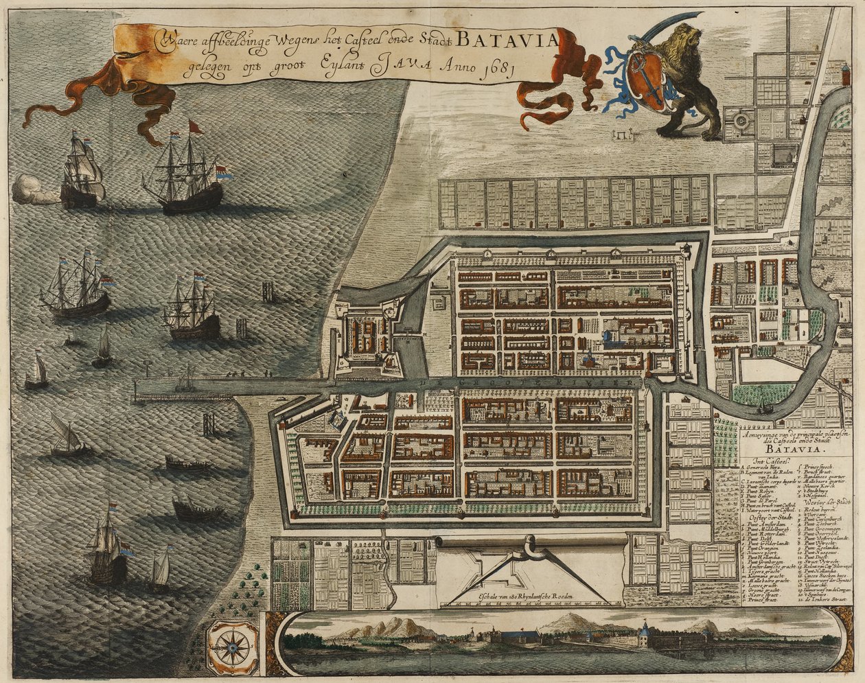 Carte du château et de la ville de Batavia, sur l