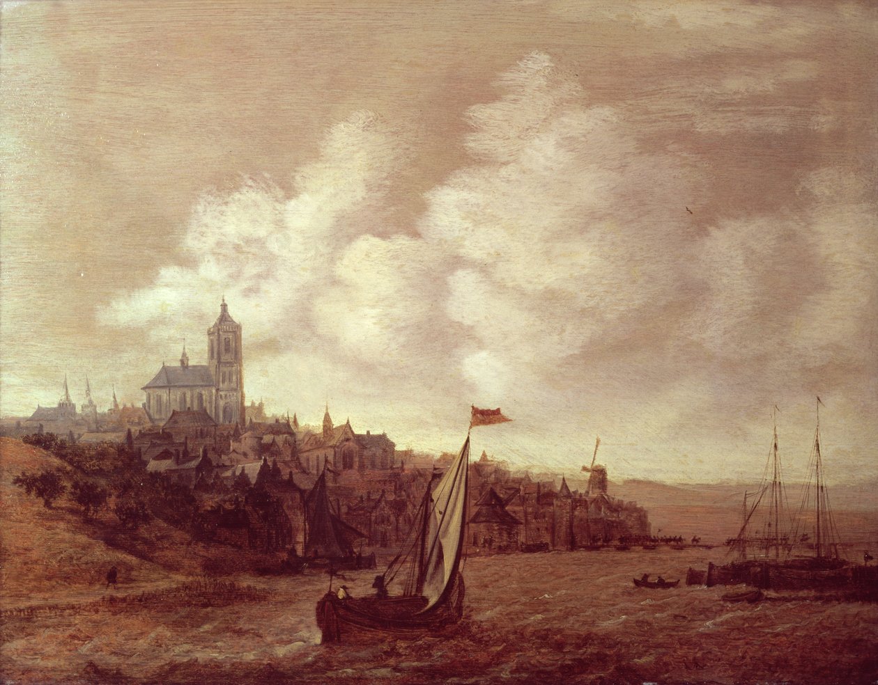 Scène de rivière et de ville - Jan Meerhout