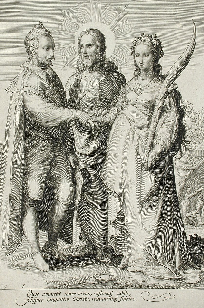 Le Mariage Chrétien, Planche 3 de La Trilogie du Mariage, c.1594 - Jan Saenredam