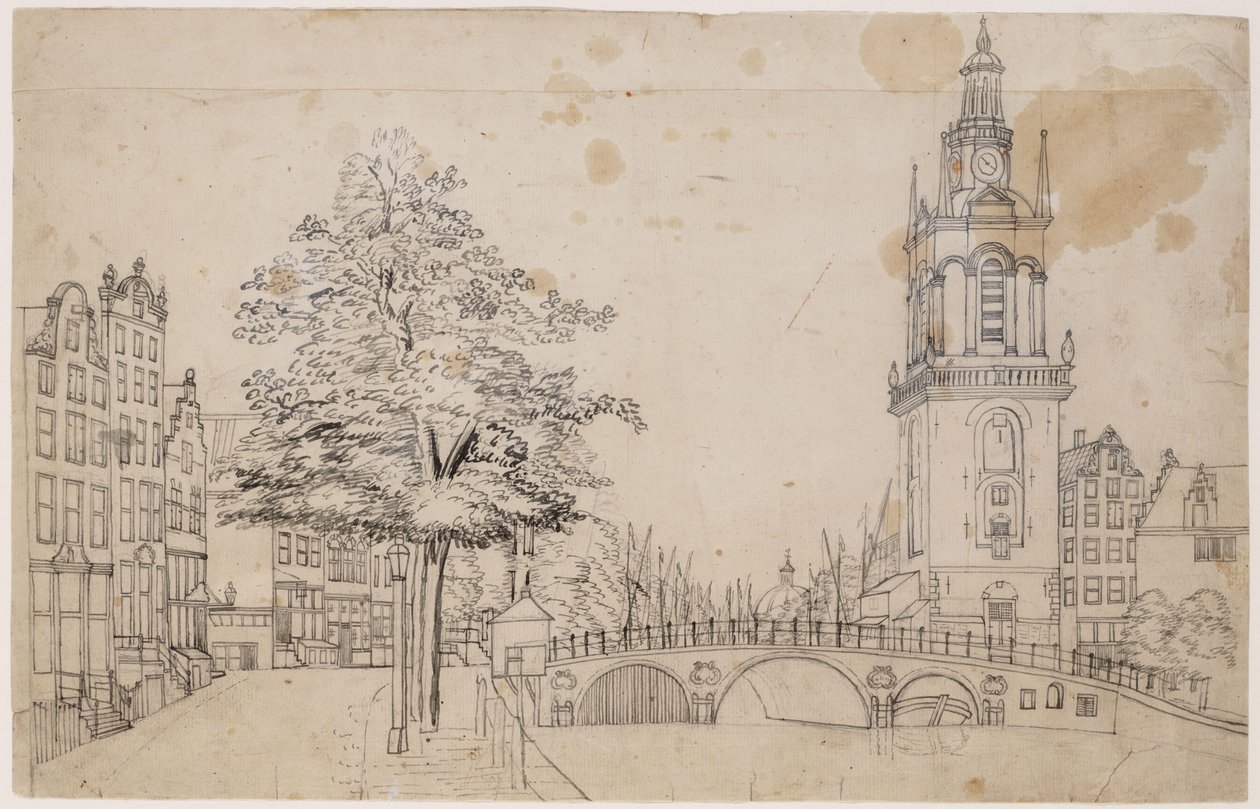 Jan Rodenpoortstoren avec le Torensluis. Plume en gris. Dimensions inconnues. Amsterdam, Archives de la ville d