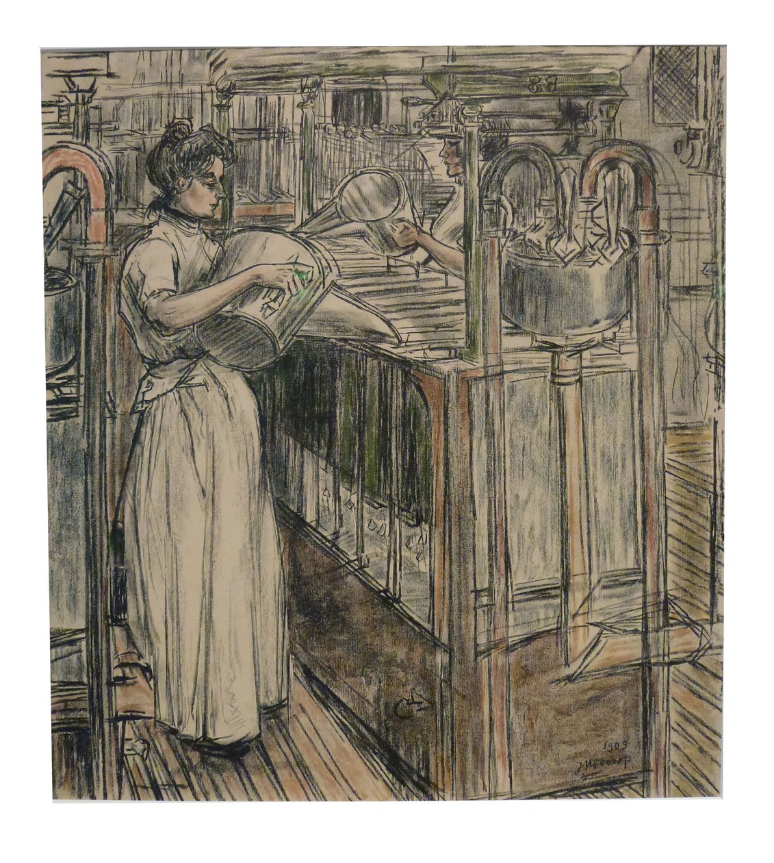 Fonderie 1 des 12 lithographies que Toorop a faites sur la fabrication de bougies - Jan Toorop