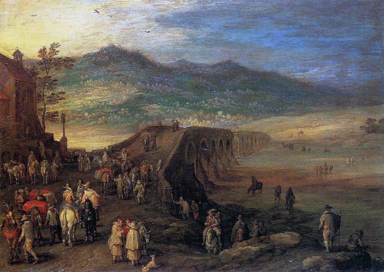 Voyageurs au Pont de Talavera, 1610 - Jan the Elder Brueghel