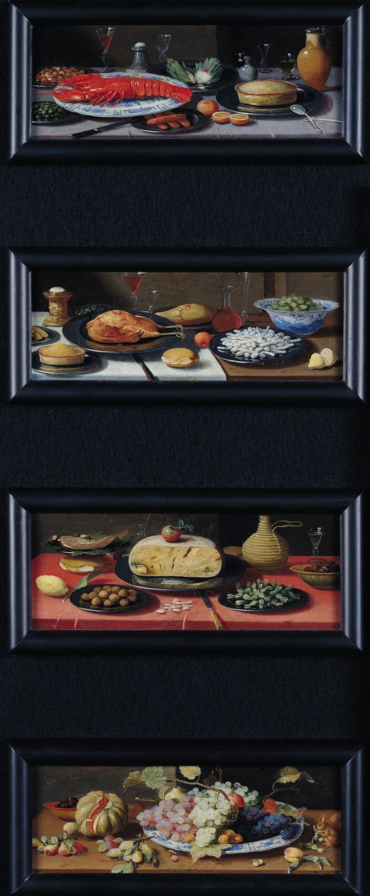 Quatre natures mortes de nourriture et de fruits - Jan van Kessel the Elder
