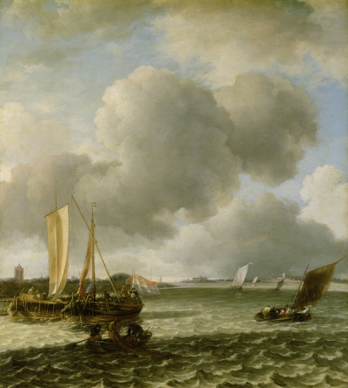 Bateaux sur la rivière Waal, années 1650 - Jan van de Capelle or Cappelle