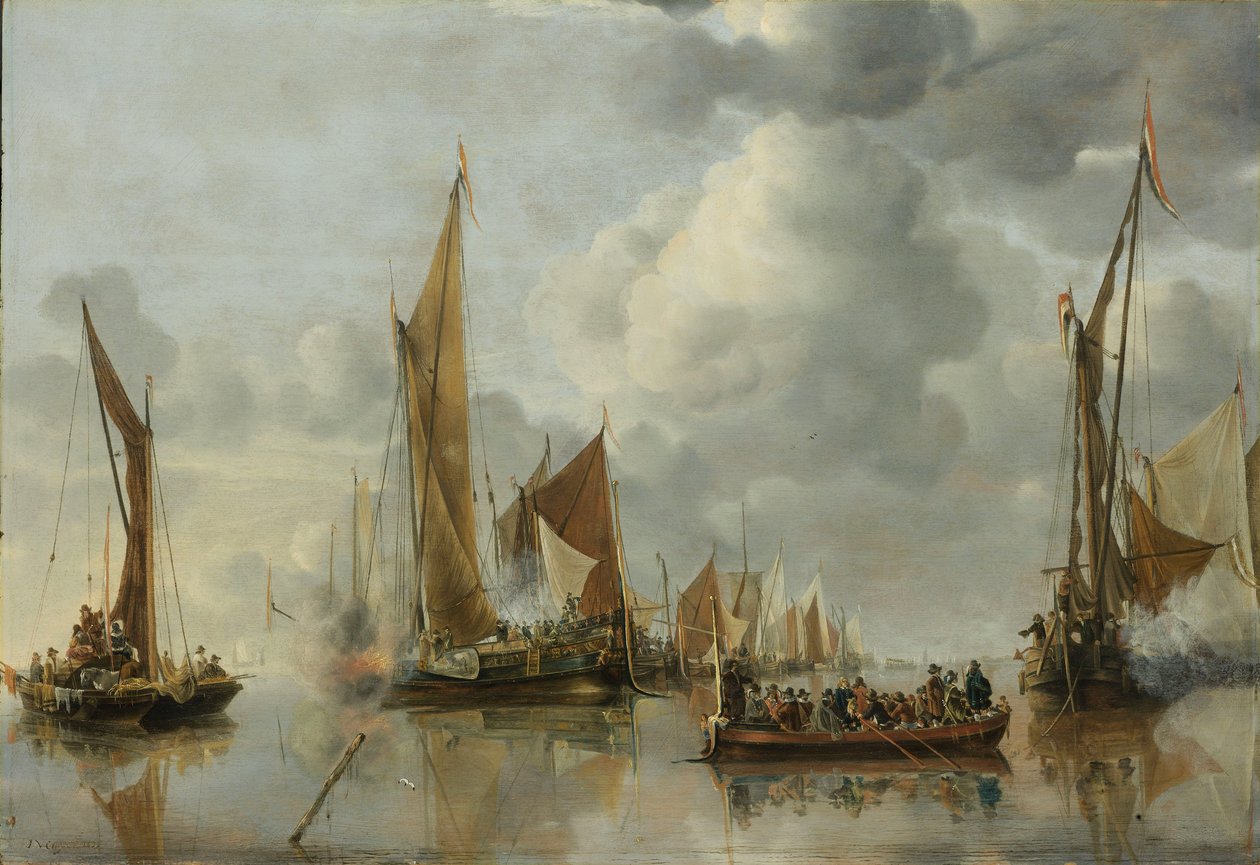 La flotte nationale saluant la barge d