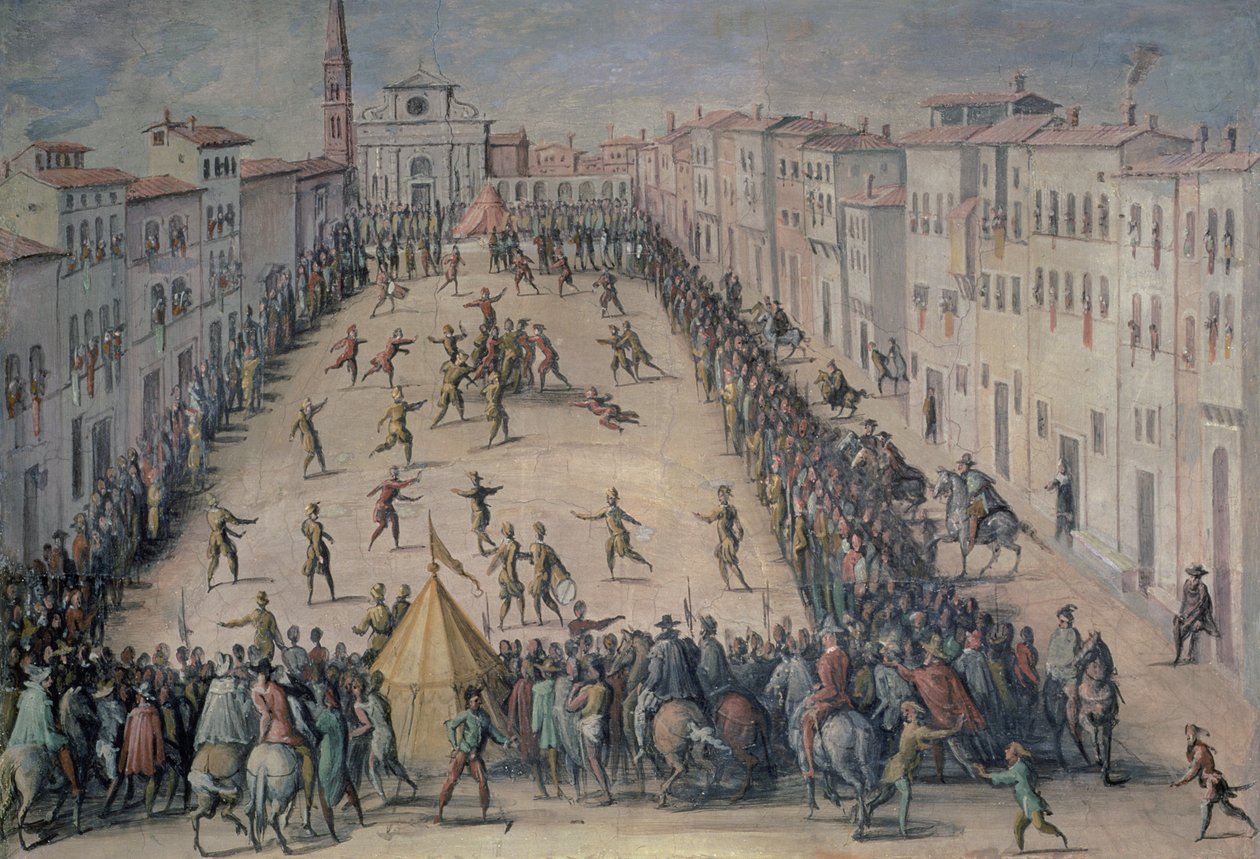 Un match de football sur la Piazza Santa Maria Novella, Florence, 1555 - Jan van der Straet