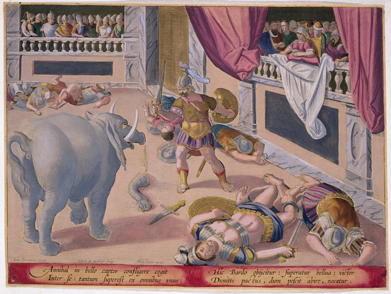 Hannibal (247-c.183 av. J.-C.) fait combattre les Romains vaincus entre eux, planche 7 de 