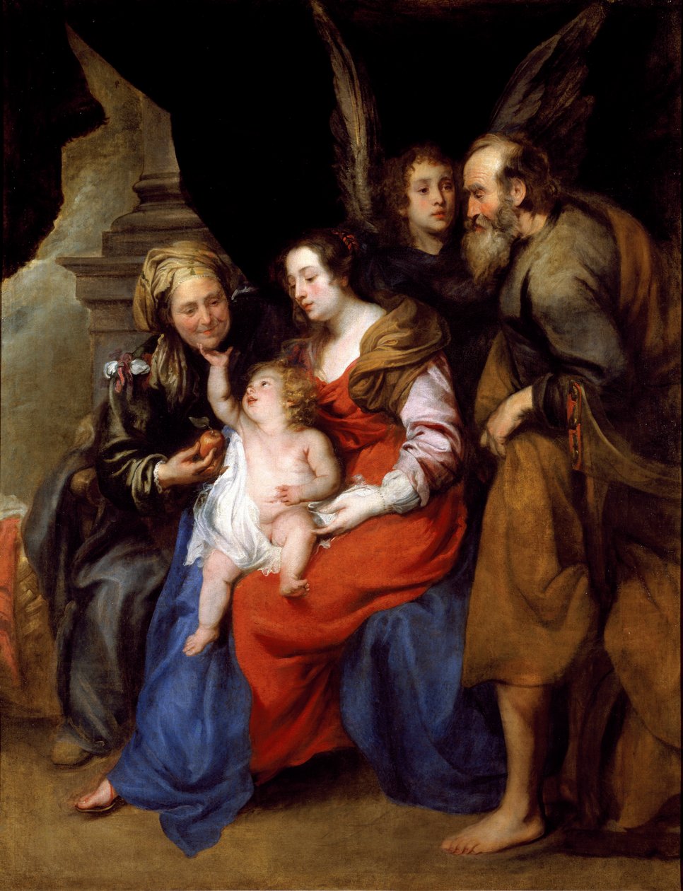 Portrait de la Sainte Famille avec Sainte Anne, mère de Marie et un ange - Jan Roos