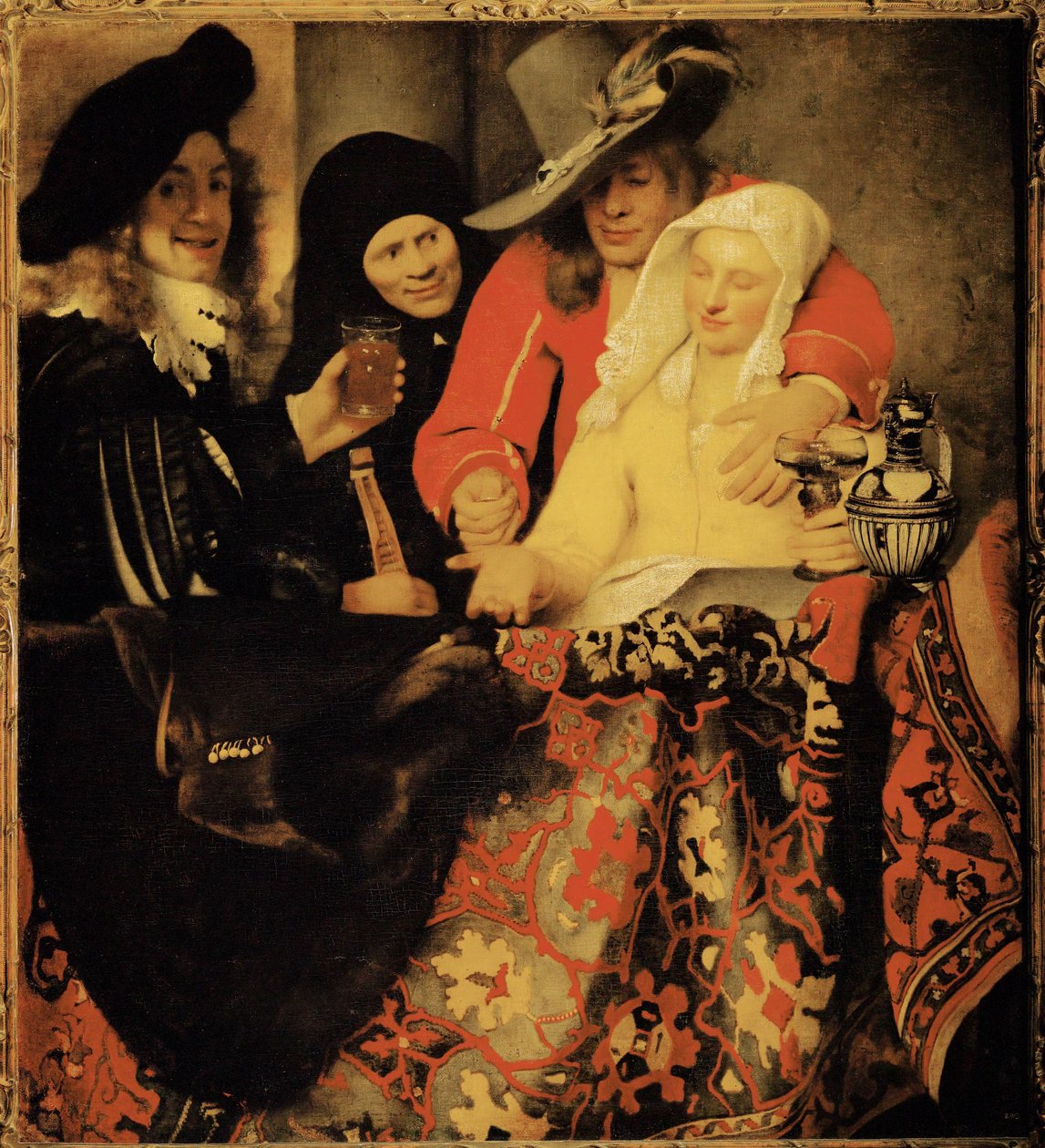 Chez la procuratrice (huile sur toile) - Jan (1632-75) Vermeer