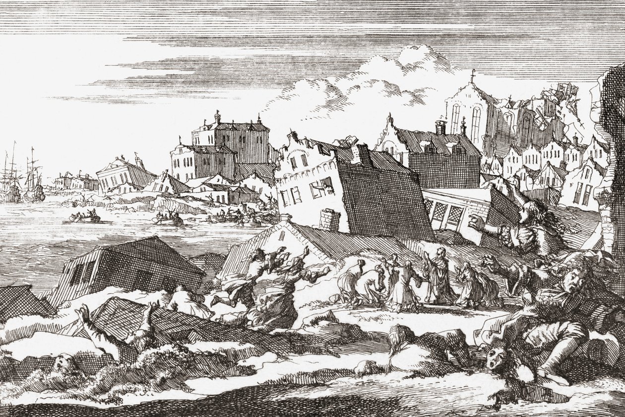 Tremblement de terre de 1692 à Port Royal, Jamaïque. - Jan (after) Luyken