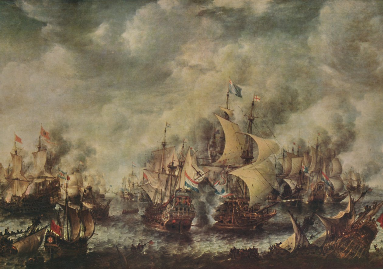 Combat naval entre les Anglais et les Hollandais au large de Ter Heyde, août 1653 - Jan Abrahamsz. Beerstraten