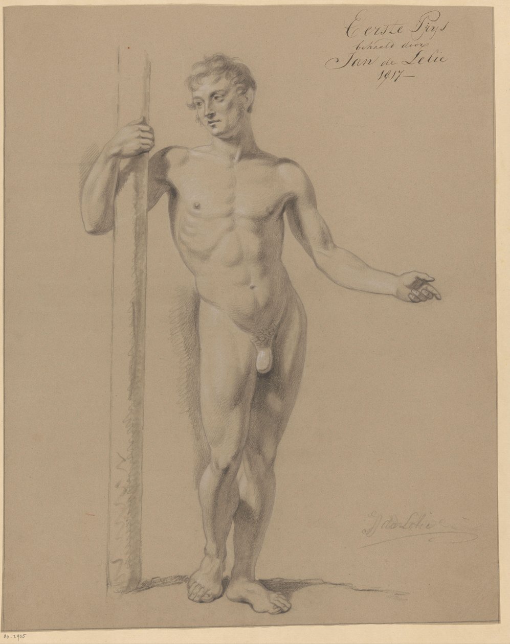 Nu masculin debout, vu de face (1er prix 1817) - Jan Adriaan Antonie de Lelie