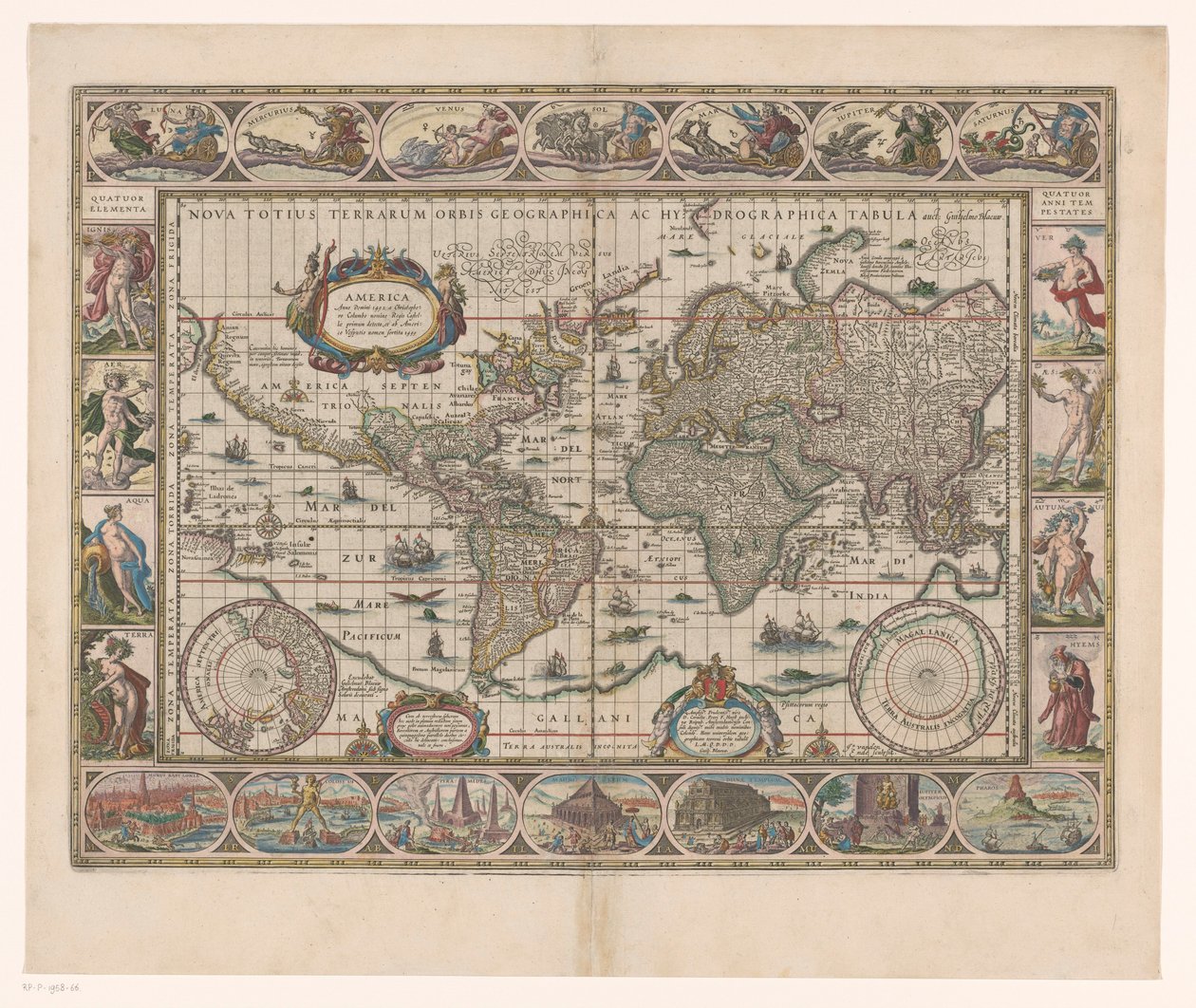 Carte du monde avec bordures décoratives - Jan Aertse van den Ende