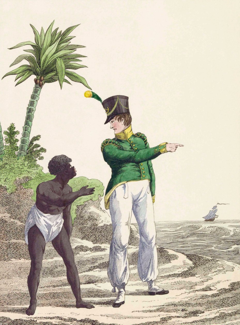 Soldat colonial néerlandais avec un homme noir - Jan Anthonie (after) Langendijk Dzn
