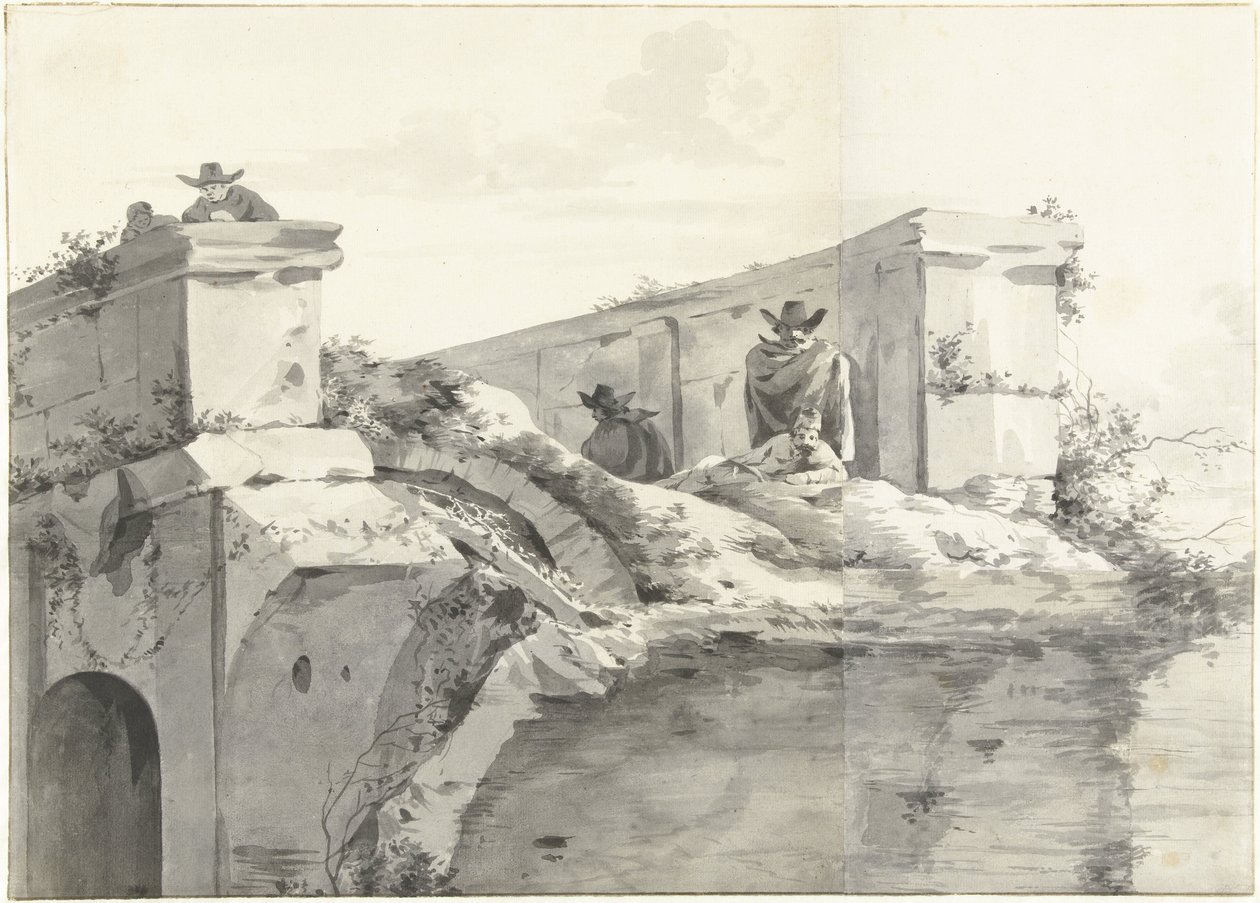 Vue du bord du Ponte Rotto à Rome - Jan Asselijn (copy after)