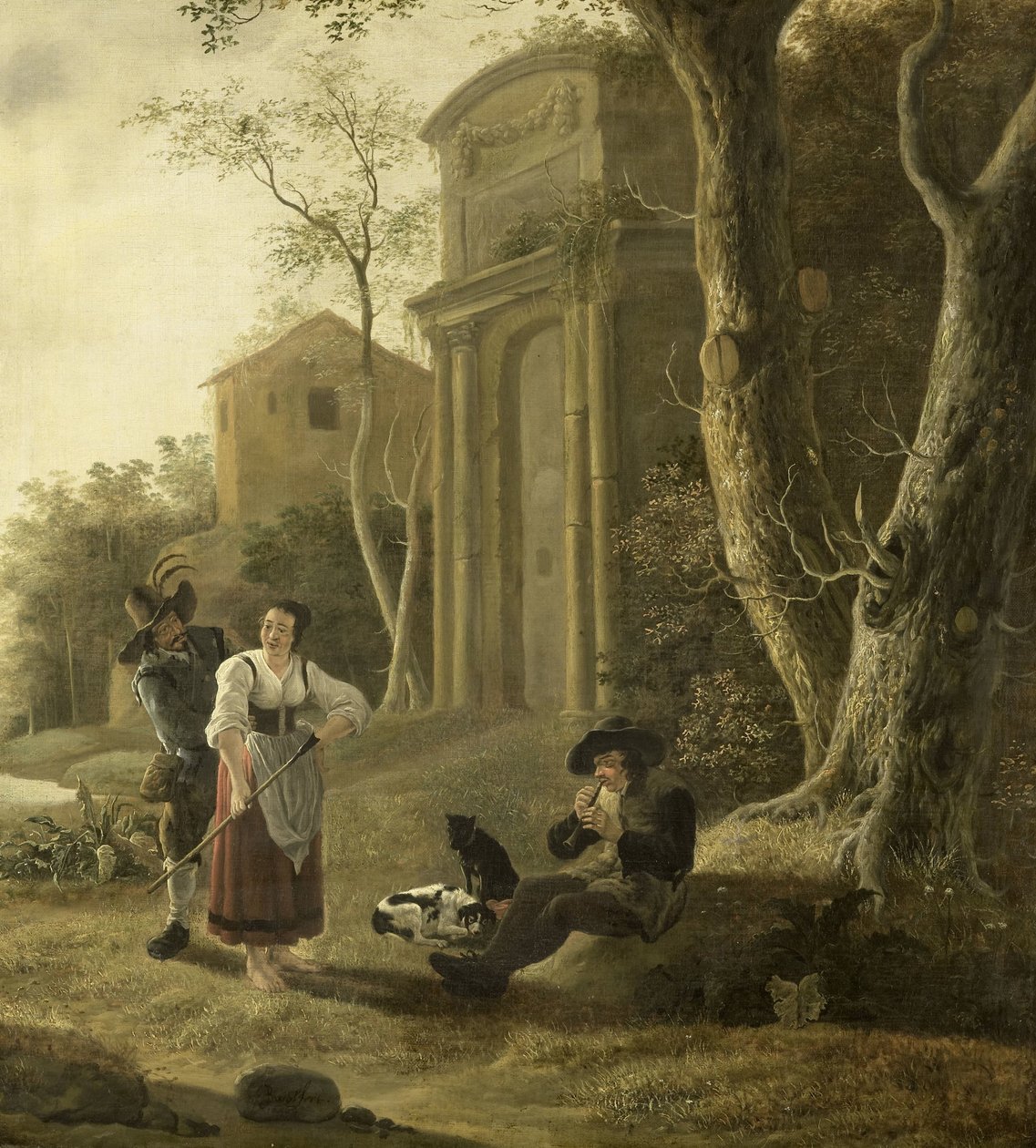 Le joueur de flûte (Scène de berger avec joueur de chalemie) - Jan Baptist Wolfaerts