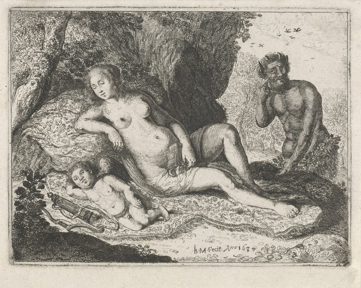 Vénus endormie espionnée par un satyre - Jan Barentsz. Muyckens