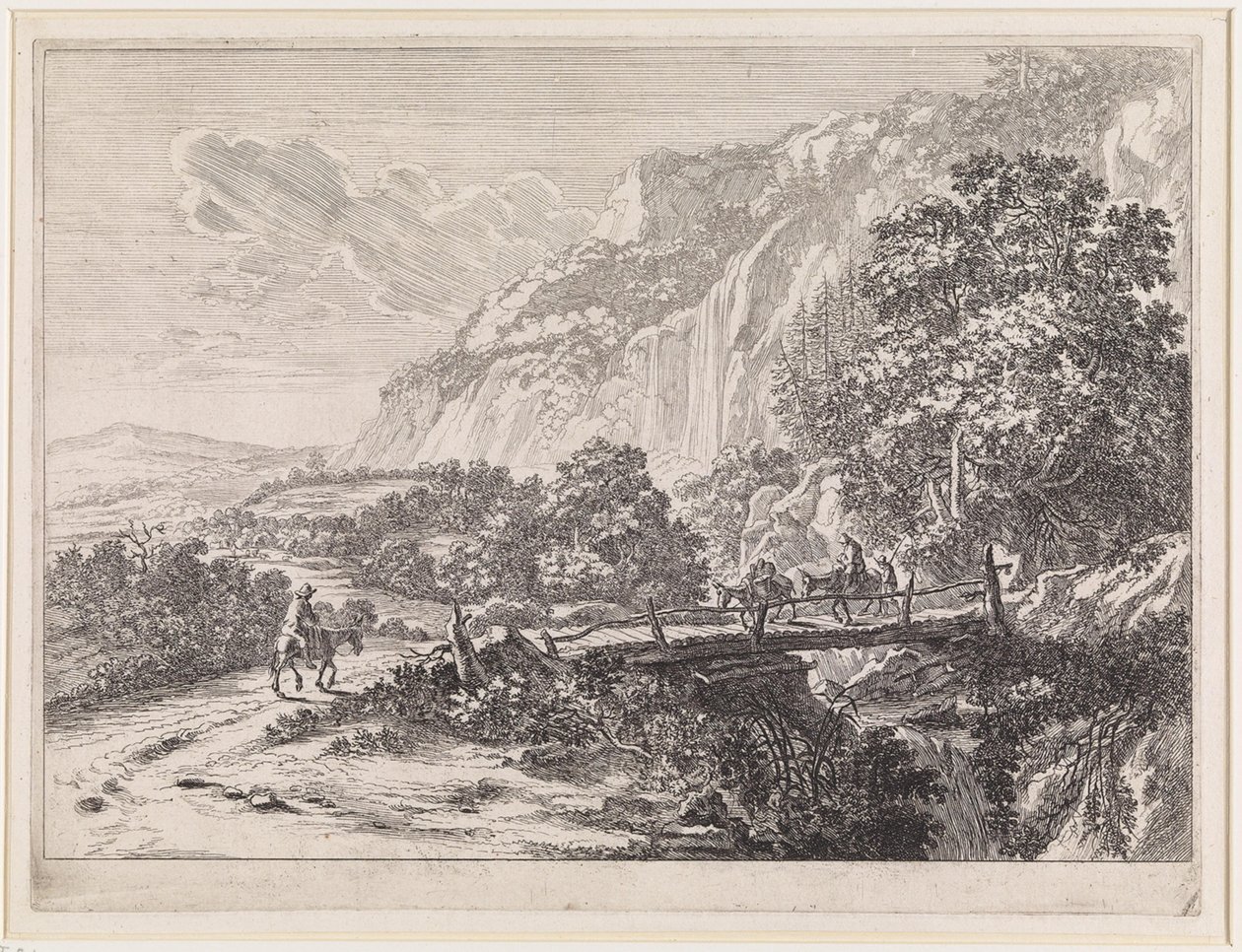 Paysage avec pont de bois près de Sulmona, près de Tivoli - Jan Both