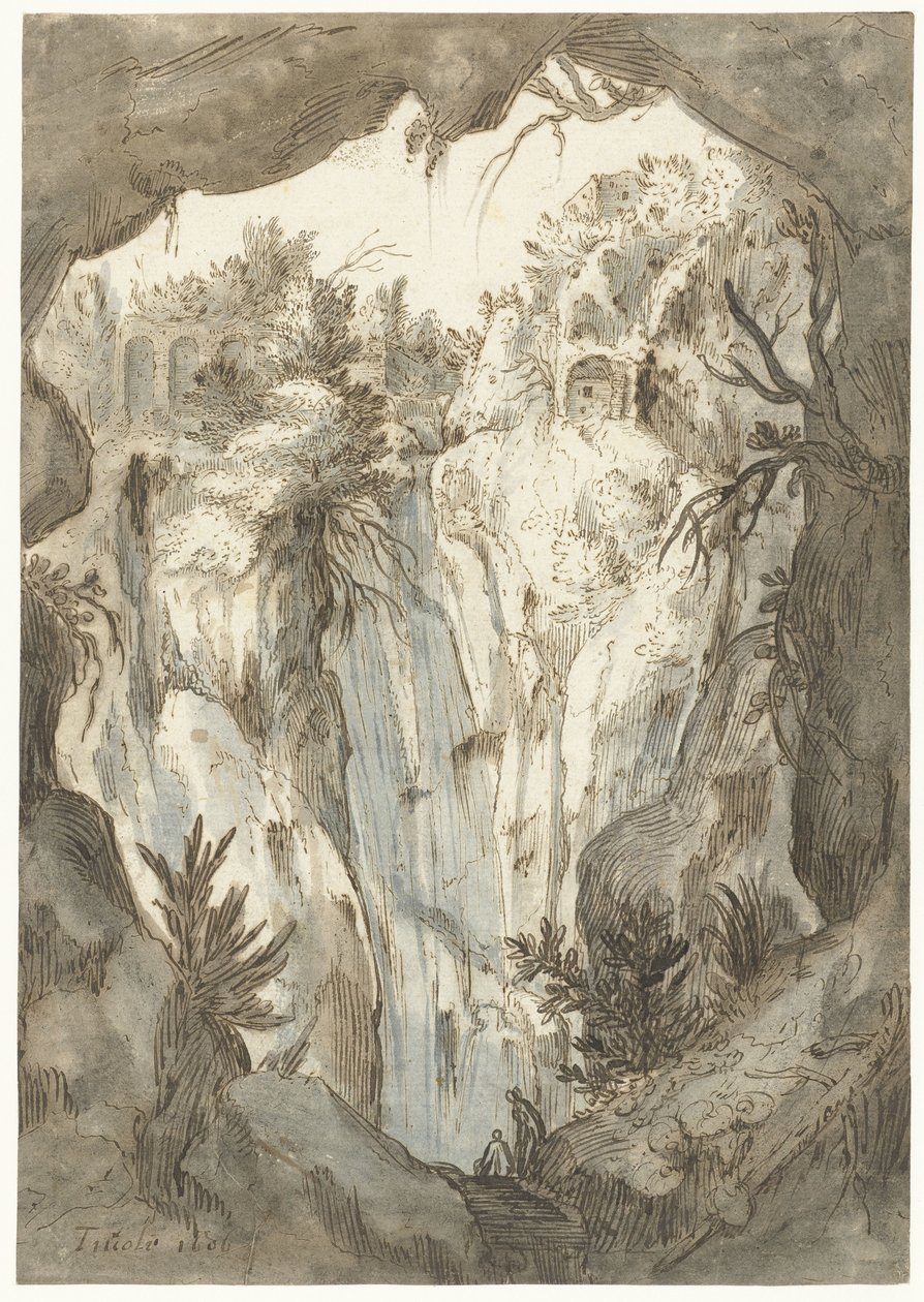 Cascade de Tivoli vue depuis une grotte - Jan Brueghel (I) (attributed to)
