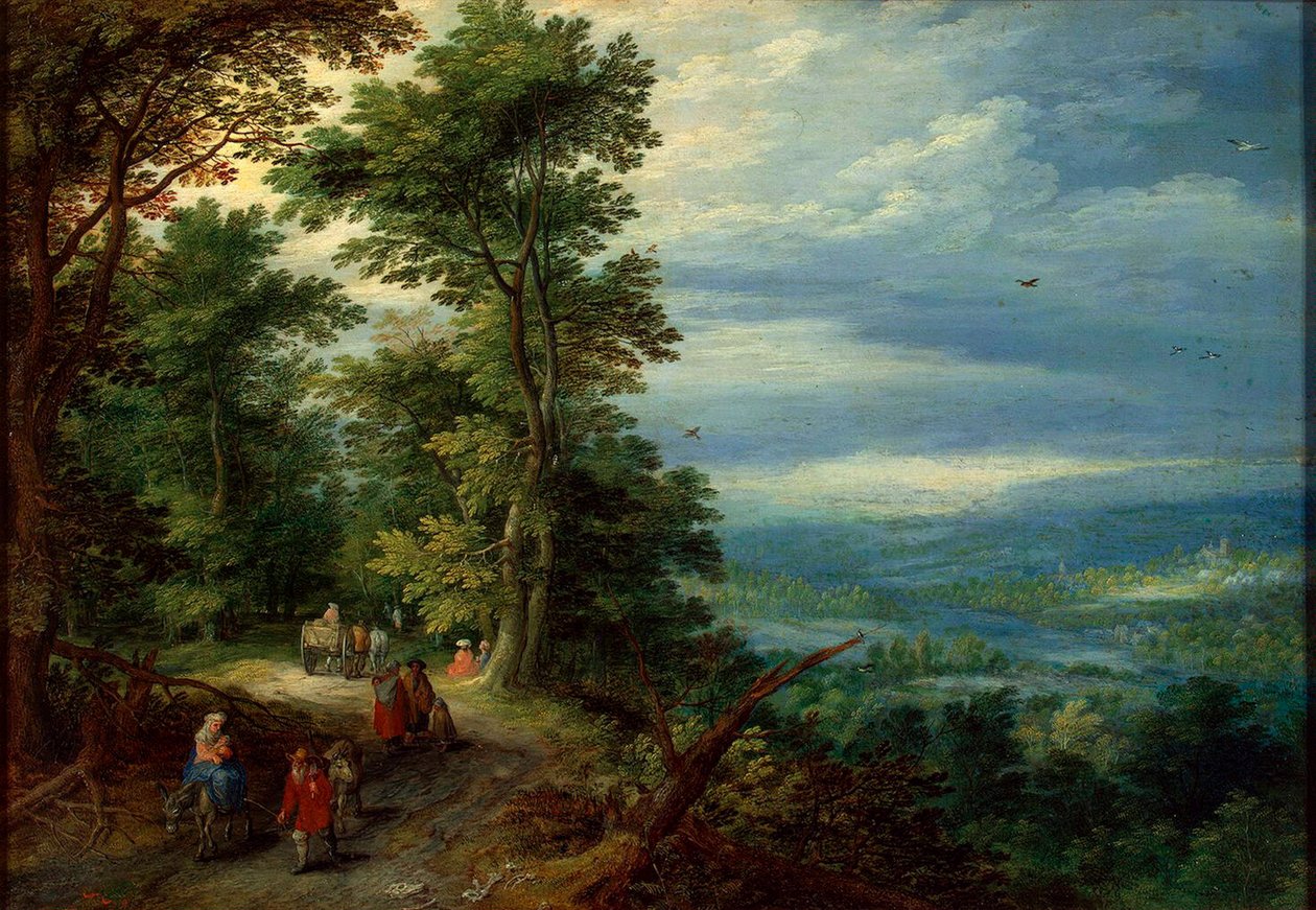 Bord de la forêt La fuite en Égypte - Jan Brueghel the Elder