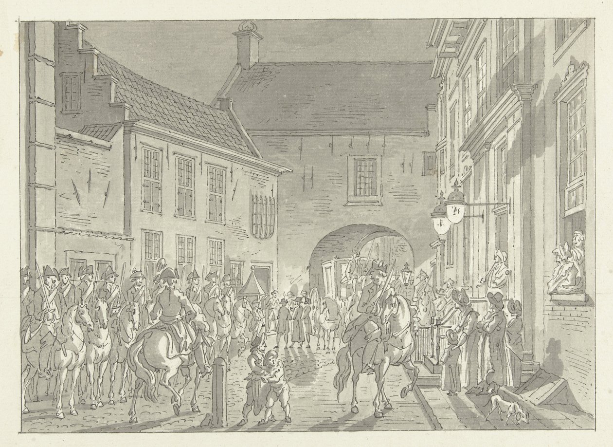 L.P. van de Spiegel amené à la Gevangenpoort, 1795 - Jan Bulthuis