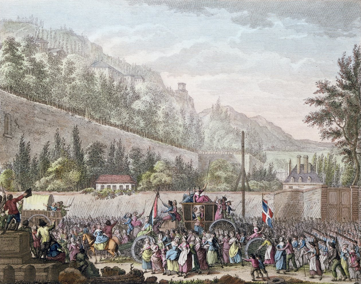 Les femmes des Halles à Auteuil amenant la famille royale française à Paris depuis Versailles le 6 octobre 1789, 1796 - Jan Bulthuis